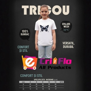 Tricou Fluture negru elegant cu accente roz si alb sidefat Copii | Dama | Barbat Barbat - Img 15