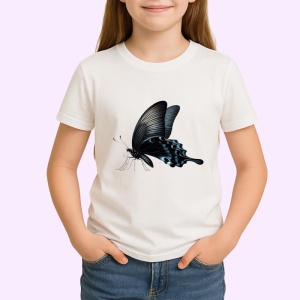 Tricou Fluture negru elegant in zbor simplu si rafinat Copii | Dama | Barbat Barbat - Img 4