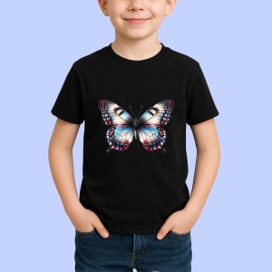 Tricou Fluture pastel cu rosu si albastru compozitie simetrica Copii | Dama | Barbat Barbat - Img 6