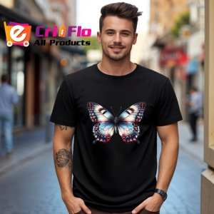 Tricou Fluture pastel cu rosu si albastru compozitie simetrica Copii | Dama | Barbat Barbat - Img 17