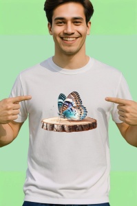 Tricou Fluture pe buturuga stil rustic cu nuante naturale Copii | Dama | Barbat Barbat - Img 2
