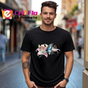 Tricou Fluture pe crin roz compozitie romantica florala Copii | Dama | Barbat Barbat - Img 18