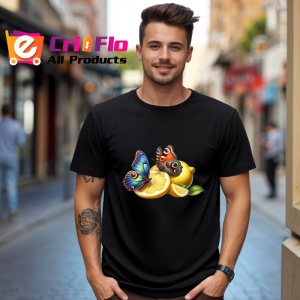Tricou Fluture pe felii de lamaie desen decorativ estival Copii | Dama | Barbat Barbat - Img 18