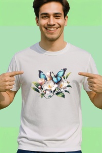 Tricou Fluture pe flori albe magnolie stil botanic calm Copii | Dama | Barbat Barbat - Img 2