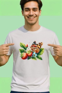 Tricou Fluture pe fructe de padure design colorat estival Copii | Dama | Barbat Barbat - Img 2