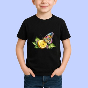 Tricou Fluture pe lamaie si frunze verzi desen estival Copii | Dama | Barbat Barbat - Img 6