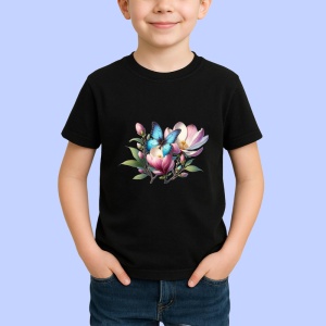 Tricou Fluture pe magnolie roz si alb grafica pastelata Copii | Dama | Barbat Barbat - Img 6
