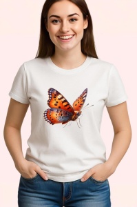 Tricou Fluture portocaliu aprins cu model negru contrastant Copii | Dama | Barbat Barbat