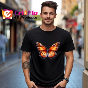 Tricou Fluture portocaliu clasic cu negru in stil monarch Copii | Dama | Barbat Barbat - Img 17