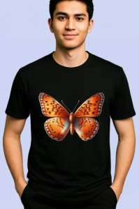 Tricou Fluture portocaliu cu negru stil monarch realist Copii | Dama | Barbat Barbat - Img 5