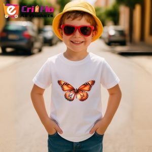 Tricou Fluture portocaliu pastel cu aripi translucide Copii | Dama | Barbat Barbat - Img 13