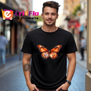 Tricou Fluture portocaliu pastel cu aripi translucide Copii | Dama | Barbat Barbat - Img 17