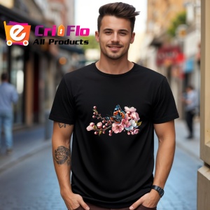 Tricou Fluture portocaliu pe flori de primavara stil delicat Copii | Dama | Barbat Barbat - Img 17