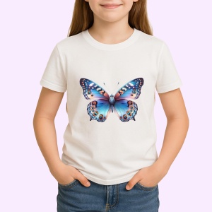 Tricou Fluture portocaliu si albastru pastel design modern Copii | Dama | Barbat Barbat