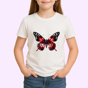 Tricou Fluture rosu si negru model clasic intens si simetric Copii | Dama | Barbat Barbat - Img 4