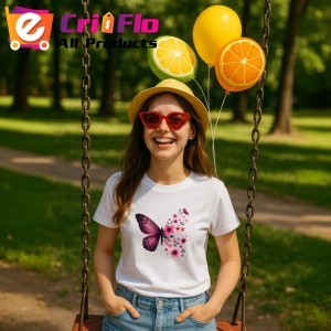 Tricou Fluture roz cu flori de primavara design elegant Copii | Dama | Barbat Barbat - Img 11