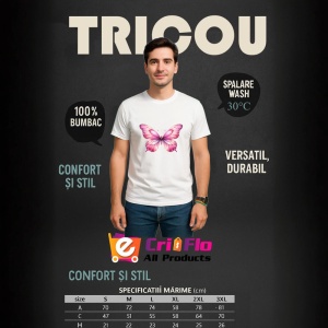 Tricou Fluture roz pastel cu detalii fine si feminine Copii | Dama | Barbat Barbat - Img 10