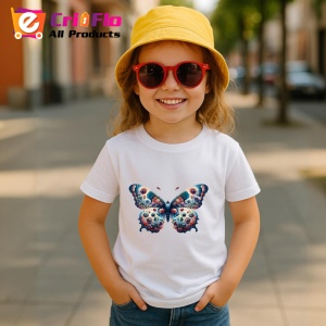 Tricou Fluture roz si albastru cu model floral retro elegant Copii | Dama | Barbat Barbat - Img 15