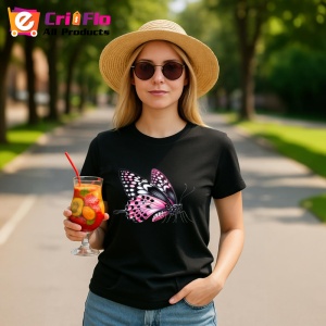 Tricou Fluture roz si negru cu model contrastant decorativ Copii | Dama | Barbat Barbat - Img 22