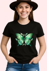Tricou Fluture verde pastel cu simetrie naturala si frunze Copii | Dama | Barbat Barbat - Img 7