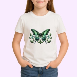 Tricou Fluture verde pe ramuri cu frunze design natural Copii | Dama | Barbat Barbat - Img 4