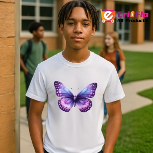Tricou Fluture violet deschis cu margini mov intense Copii | Dama | Barbat Barbat - Img 7