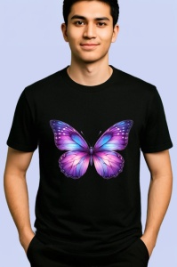 Tricou Fluture violet si albastru cu efect de galaxie pastel Copii | Dama | Barbat Barbat - Img 5