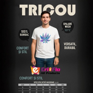 Tricou Frunza artistica in degradee albastru violet Copii | Dama | Barbat - Img 7