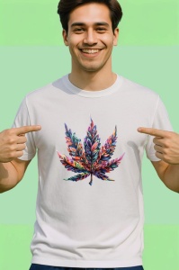 Tricou Frunza cannabis curcubeu stil graffiti Copii | Dama | Barbat - Img 2