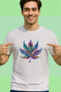 Tricou Frunza decorativa multicolora cu margini fine Copii | Dama | Barbat - Img 2