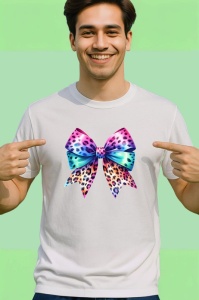 Tricou Fundita fashion imprimeu leopard roz si turcoaz in degrade curcubeu Copii | Dama | Barbat Barbat - Img 2