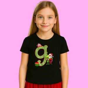 Tricou G Litere Craciun Cu Mos Si Spiridus Verde, din bumbac 100% Copii | Dama | Barbat