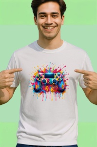 Tricou Gamepad colorat splash arta pentru gameri Copii | Dama | Barbat - Img 2