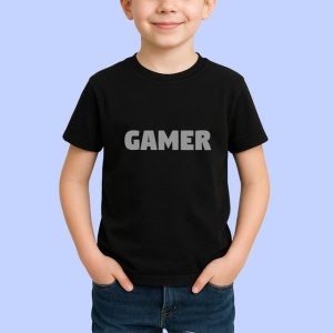 Tricou Gamer Text Mare Negru Minimalist, din bumbac 100%, tricou negru Copii | Dama | Barbat - Img 2