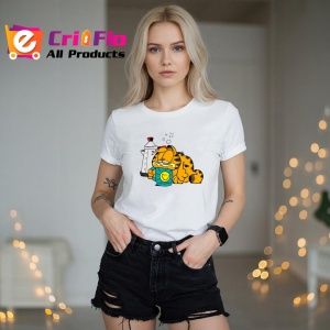 Tricou Garfield Coffee Funny, din bumbac 100%, tricou alb, Dama | Barbat - Img 5