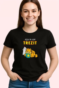 Tricou Garfield Dimineata, din bumbac 100%, tricou negru, Dama | Barbat - Img 3