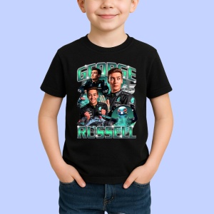 Tricou George Russell Poster Colaj Echipa Mercedes Formula 1, Copii | Dama | Barbat - Img 2