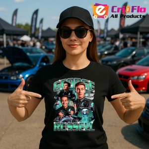 Tricou George Russell Poster Colaj Echipa Mercedes Formula 1, Copii | Dama | Barbat - Img 6