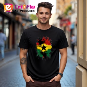 Tricou Ghana Steag Splash Art, Copii | Dama | Barbat, culoare negru - Img 5