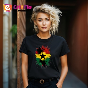 Tricou Ghana Steag Splash Art, Copii | Dama | Barbat, culoare negru - Img 12