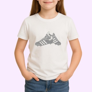 Tricou Ghete Fotbal Schita Alb Negru Sport, din bumbac 100% , tricou alb pentru Copii | Dama | Barbat - Img 2