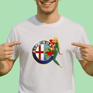 Tricou Girl Cu Logo Alfa Romeo | Unisex Dama si Barbat