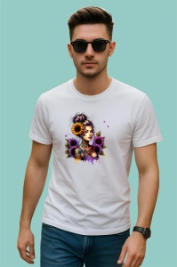 Tricou girl holding sunflower confident style, fata tinand floarea soarelui stil increzator, Copii | Dama | Barbat - Img 2