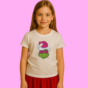 Tricou Glitter Pink Grinch Christmas Lights, din bumbac 100%, tricou alb, Copii | Dama | Barbat