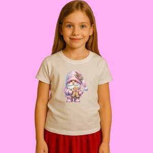 Tricou Gnome Roz Cu Turta Dulce, din bumbac 100%, tricou alb, Copii | Dama | Barbat - Img 2