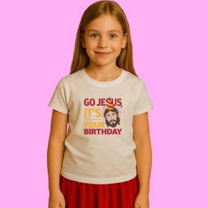 Tricou Go Jesus Its Your Birthday, din bumbac 100%, tricou alb, Copii | Dama | Barbat