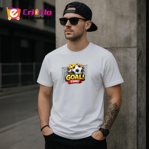 Tricou Goal Time Minge Fotbal Plasa Poarta, din bumbac 100% , tricou alb pentru Copii | Dama | Barbat - Img 9
