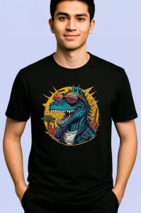 Tricou Gorila cu ochelari rosii fundal stropit graffiti Copii | Dama | Barbat, culoare negru - Img 2