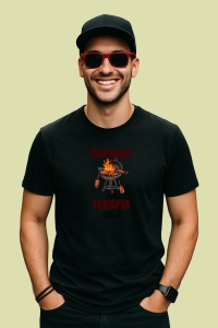 Tricou Gratarul Este Terapia Mea, din bumbac 100%, tricou negru, Dama | Barbat - Img 2