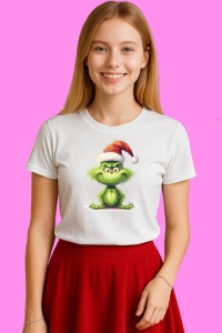 Tricou Grinch Copil Zambitor Mos Craciun, din bumbac 100%, tricou alb, Copii | Dama | Barbat - Img 3